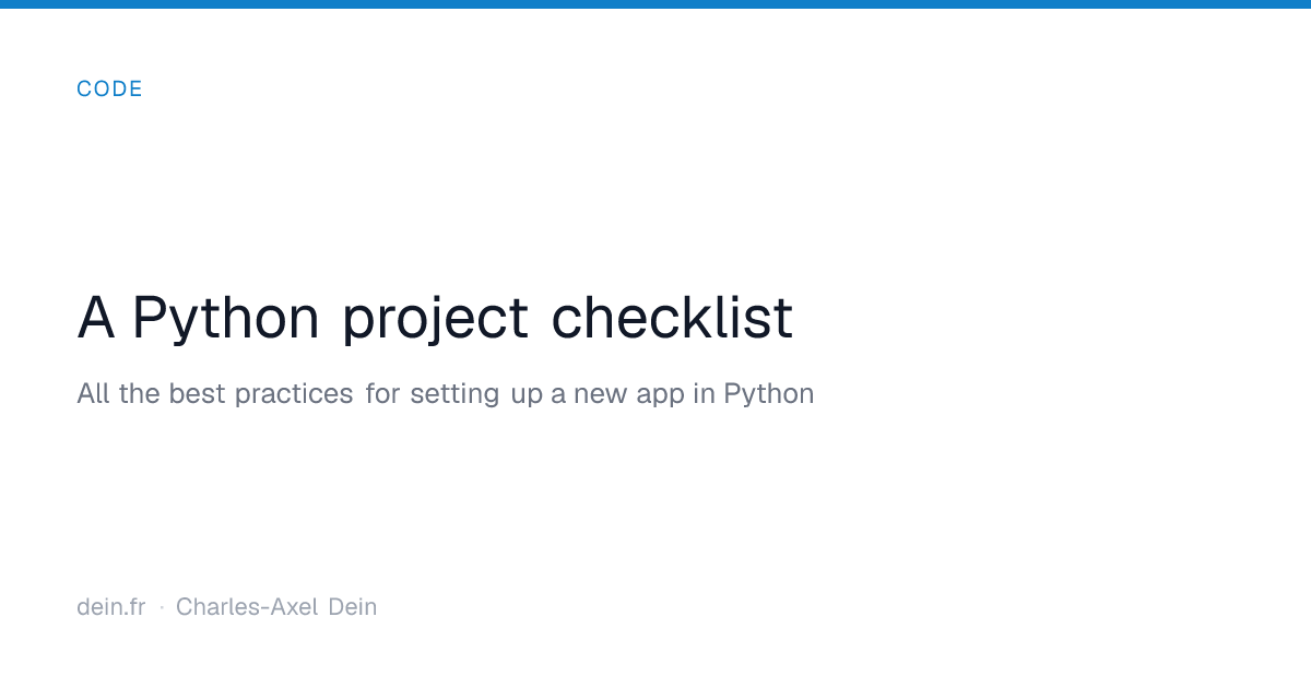 A Python project checklist | dein.fr
